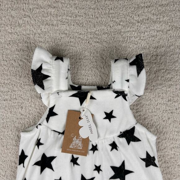 Angel Dear Girls Jumpsuit 12-18M White Black Star Print Cotton Blend‎ Romper - Picture 3 of 7